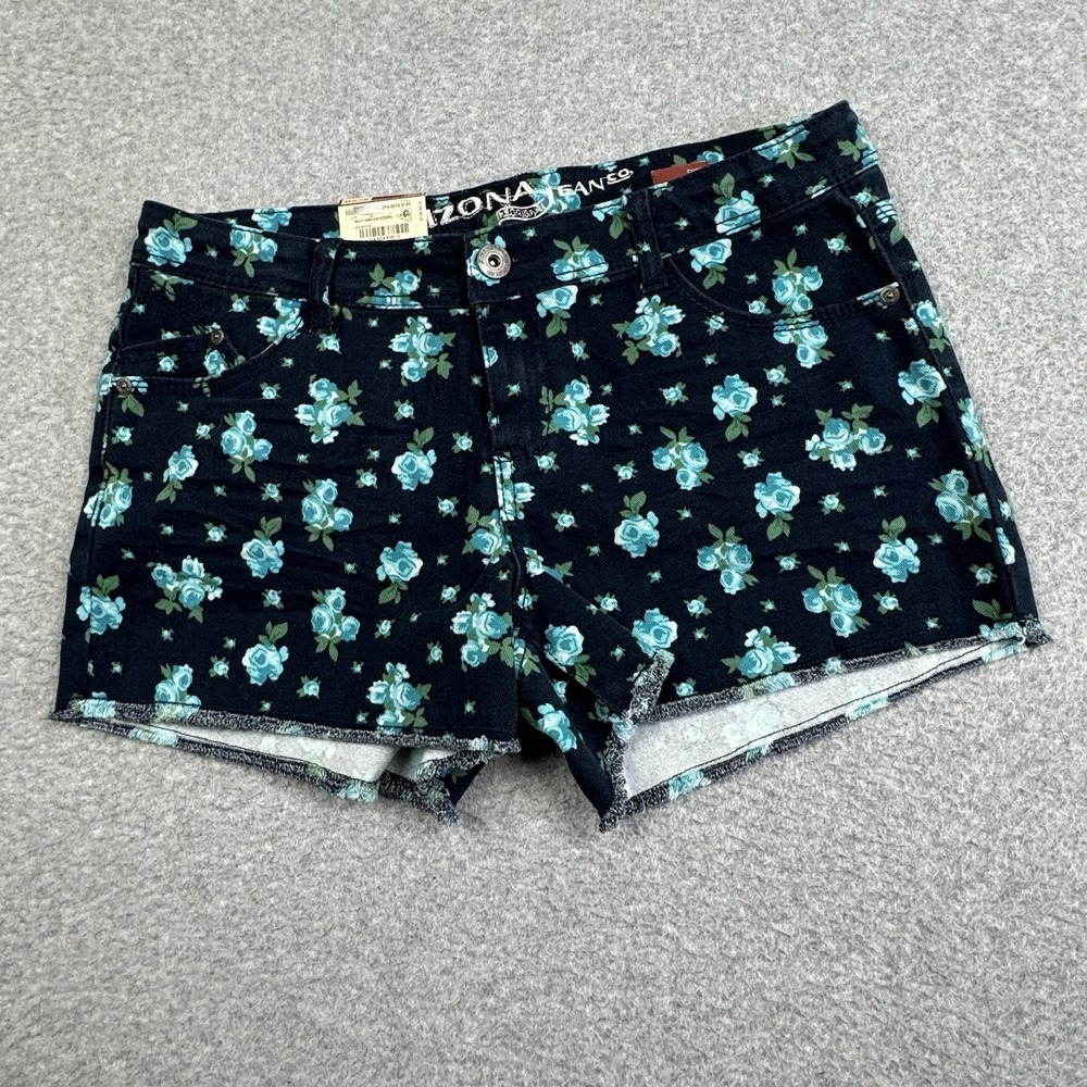 Arizona Jean Co. Floral Short Shorts Girls 16 1/2 Plus Raw Hem Denim Boho NWT